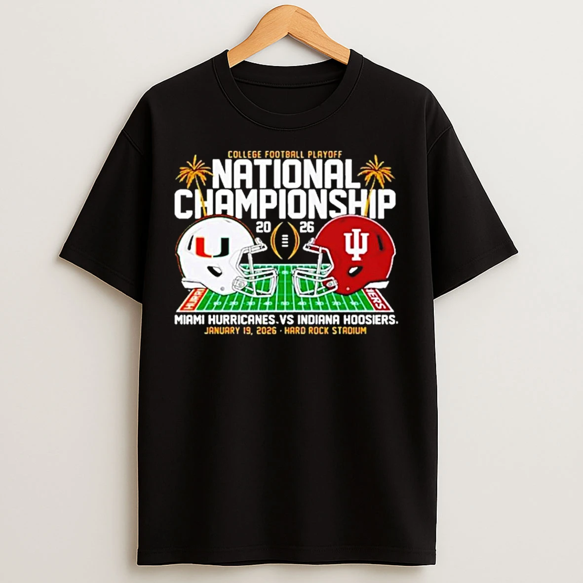 Classic Miami Hurricanes Vs Indiana Hoosiers 2026 College Football Playoff National Champions Helmet T Shirts