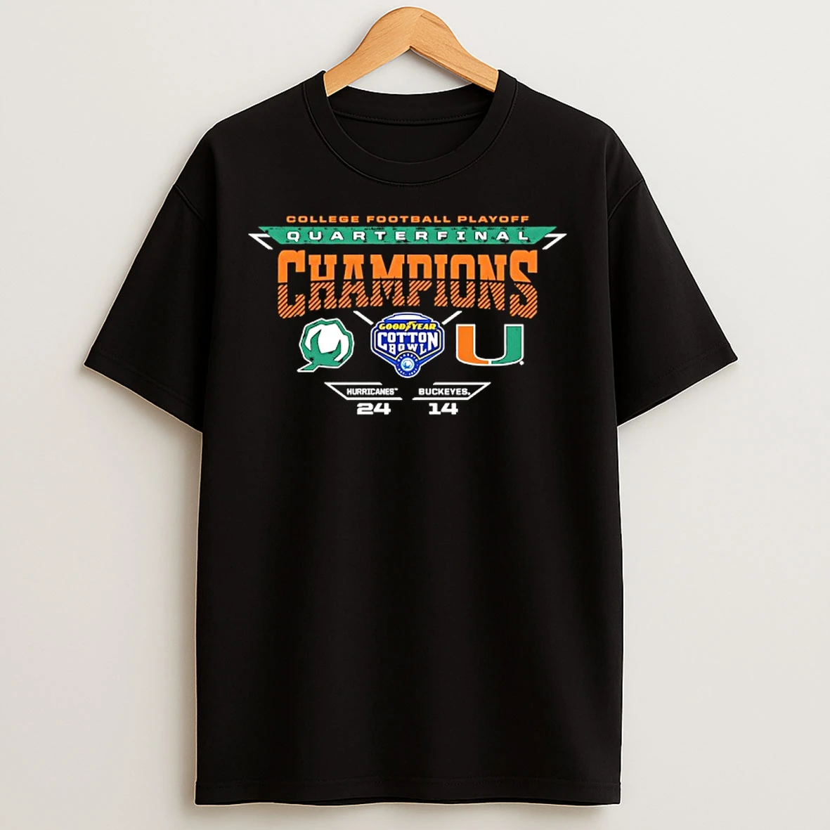 Classic Miami Hurricanes Vs Ohio State Buckeyes Cotton Bowl Playoff Quarterfinal Champions T Shirts