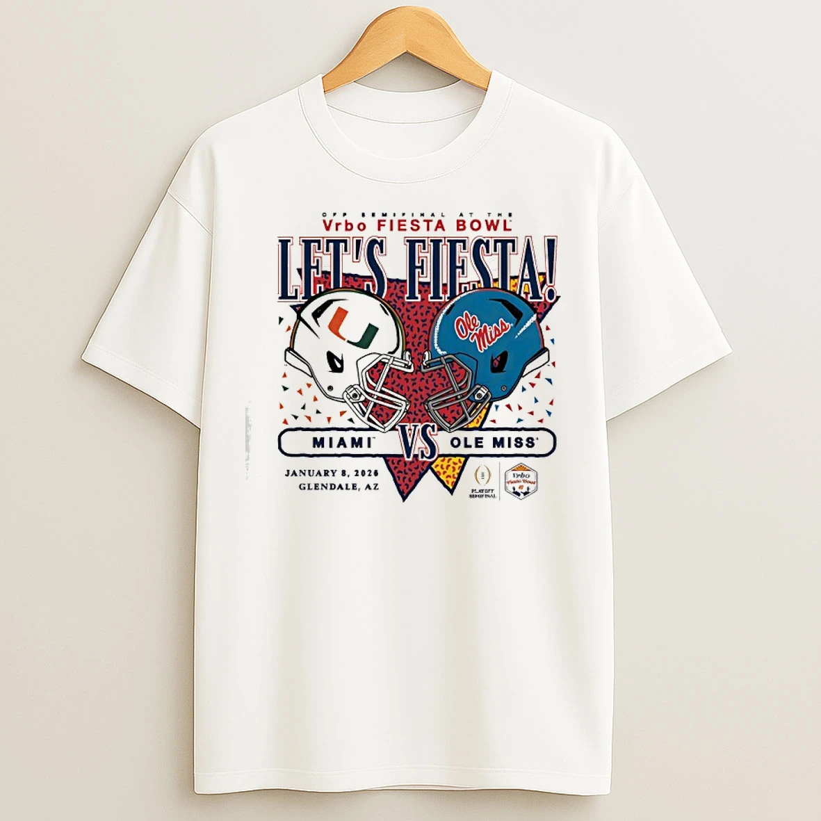 Classic Miami Hurricanes X Ole Miss 2026 Vrbo Fiesta Bowl Lets Fifsta Matchup T Shirts