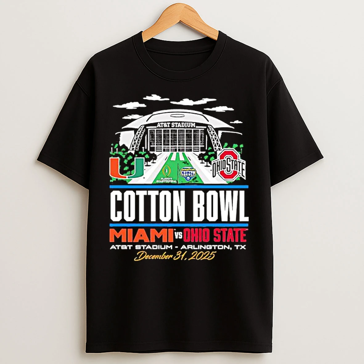 Classic Miami And Ohio State Cotton Bowl Att Stadium Arlington Tx 2025 T Shirts
