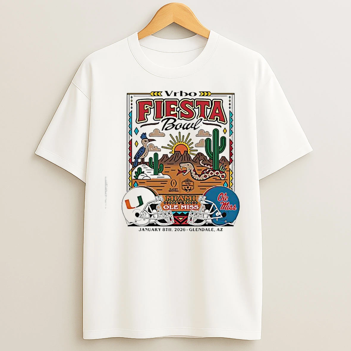 Classic Miami Vs Ole Miss Vrbo Fiesta Bowl January 8th 2026 Glendale Az T Shirts