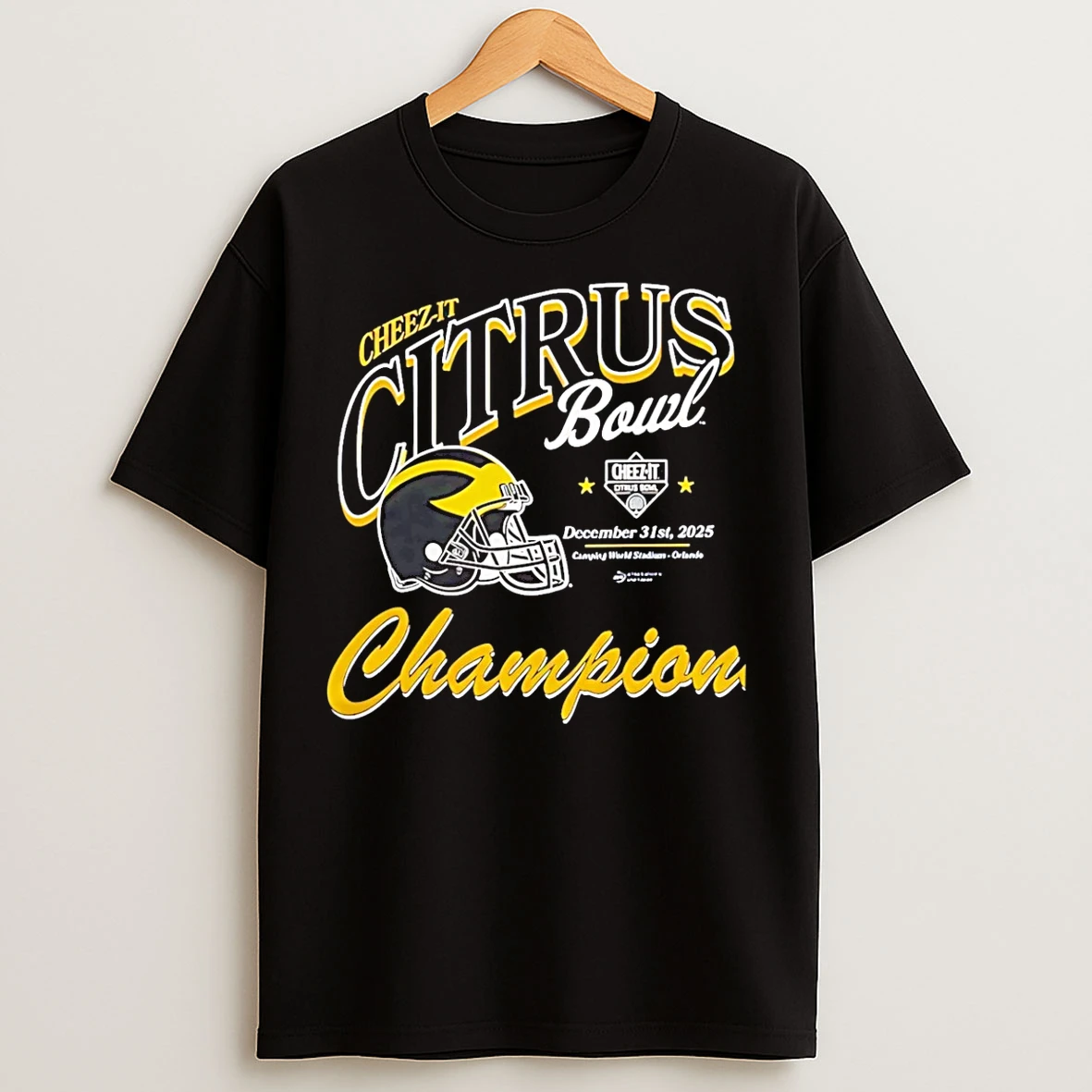 Classic Michigan Wolverines Cheez It Citrus Bowl Champions 2025 Helmet T Shirts