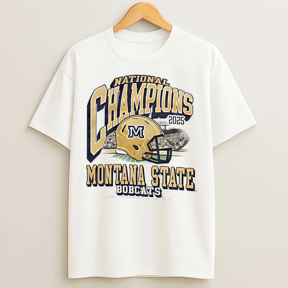 Classic Montana State Bobcats 2025 National Champions Helmet 2 Time Division I Football T Shirts