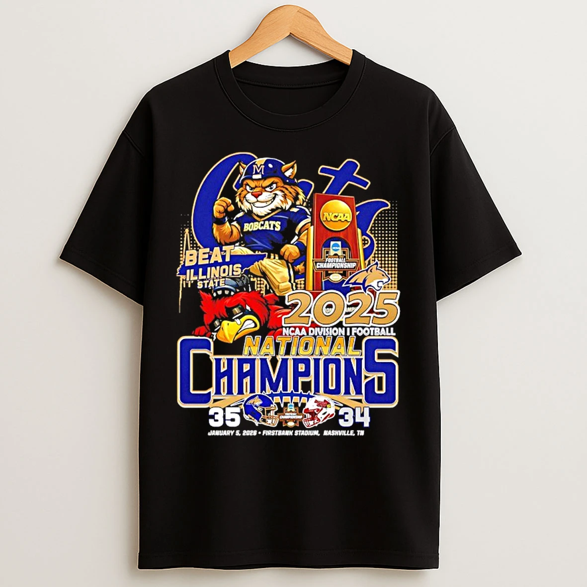 Classic Montana State Beat Illinois State 2025 D1 Football National Champions Mascot T Shirts