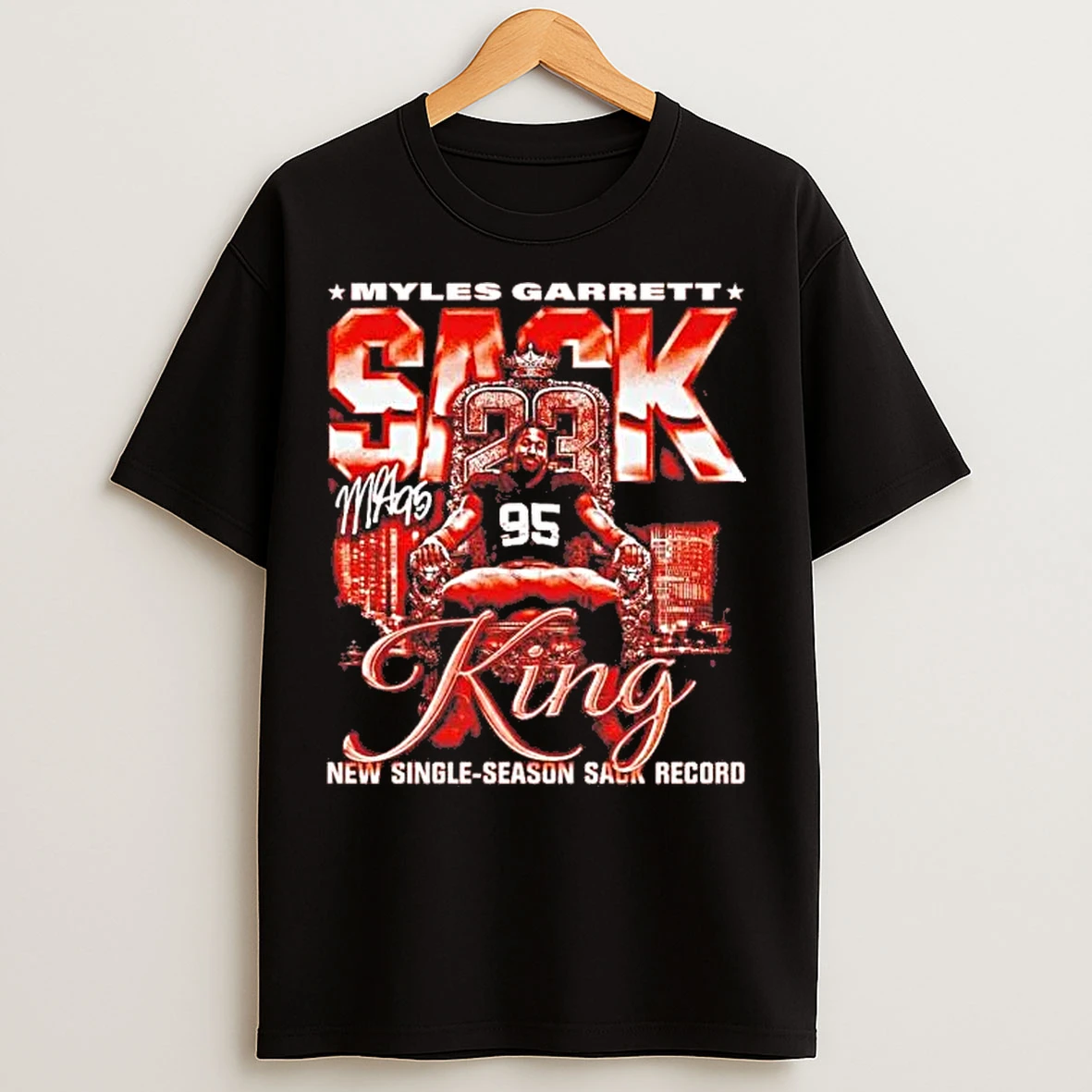 Classic Myles Garrett New Single Season Sack King Signature Cleveland T Shirts