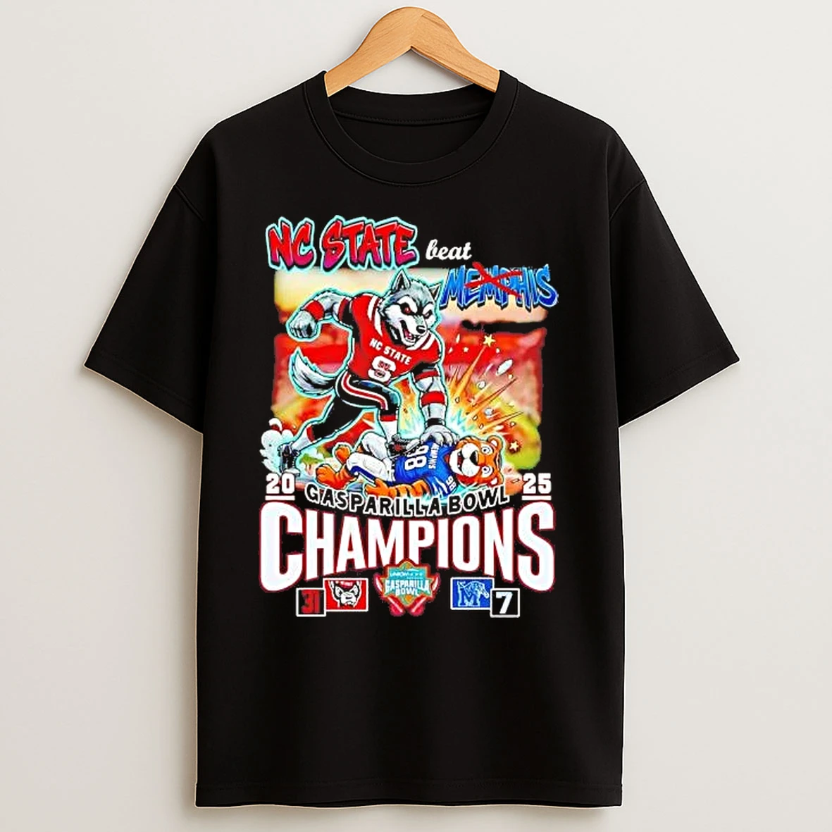 Classic Nc State Beat Memphis 2025 Gasparilla Bowl Champions Score T Shirts