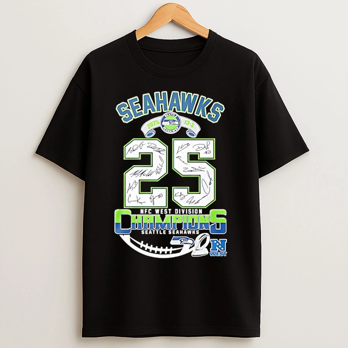 Classic Nfc Seattle Seahawks 2025 Score 13 3 West Division Champions T Shirts