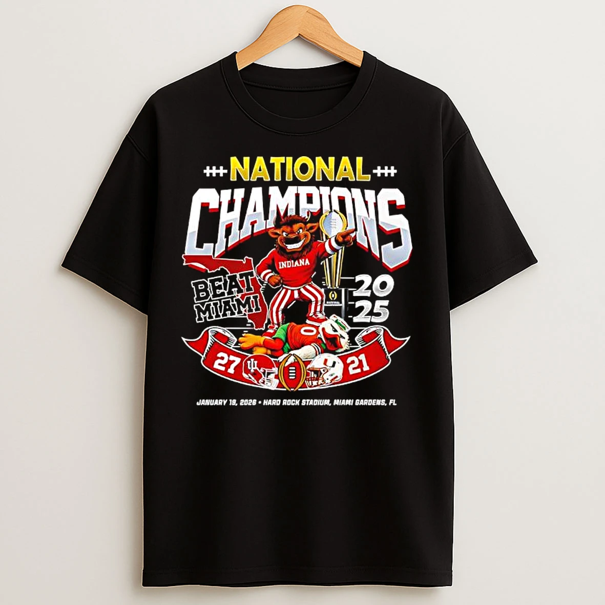 Classic National Champions Beat Miami Indiana Hoosiers 27 21 Score Jan 19th 2026 T Shirts
