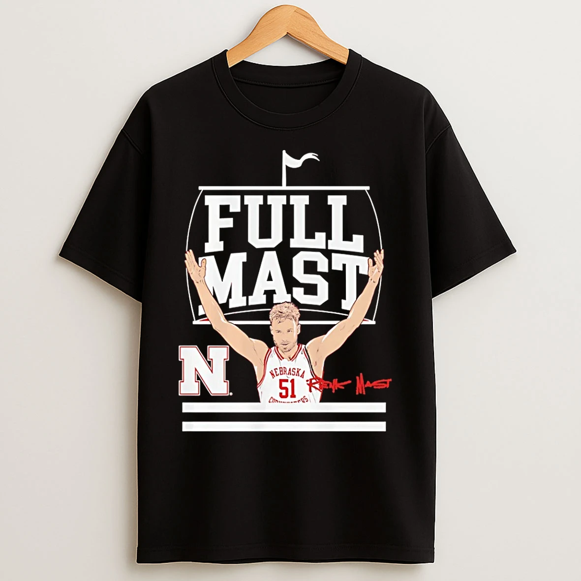 Classic Nebraska Cornhuskers Rienk Mast Full Mast Signature T Shirts