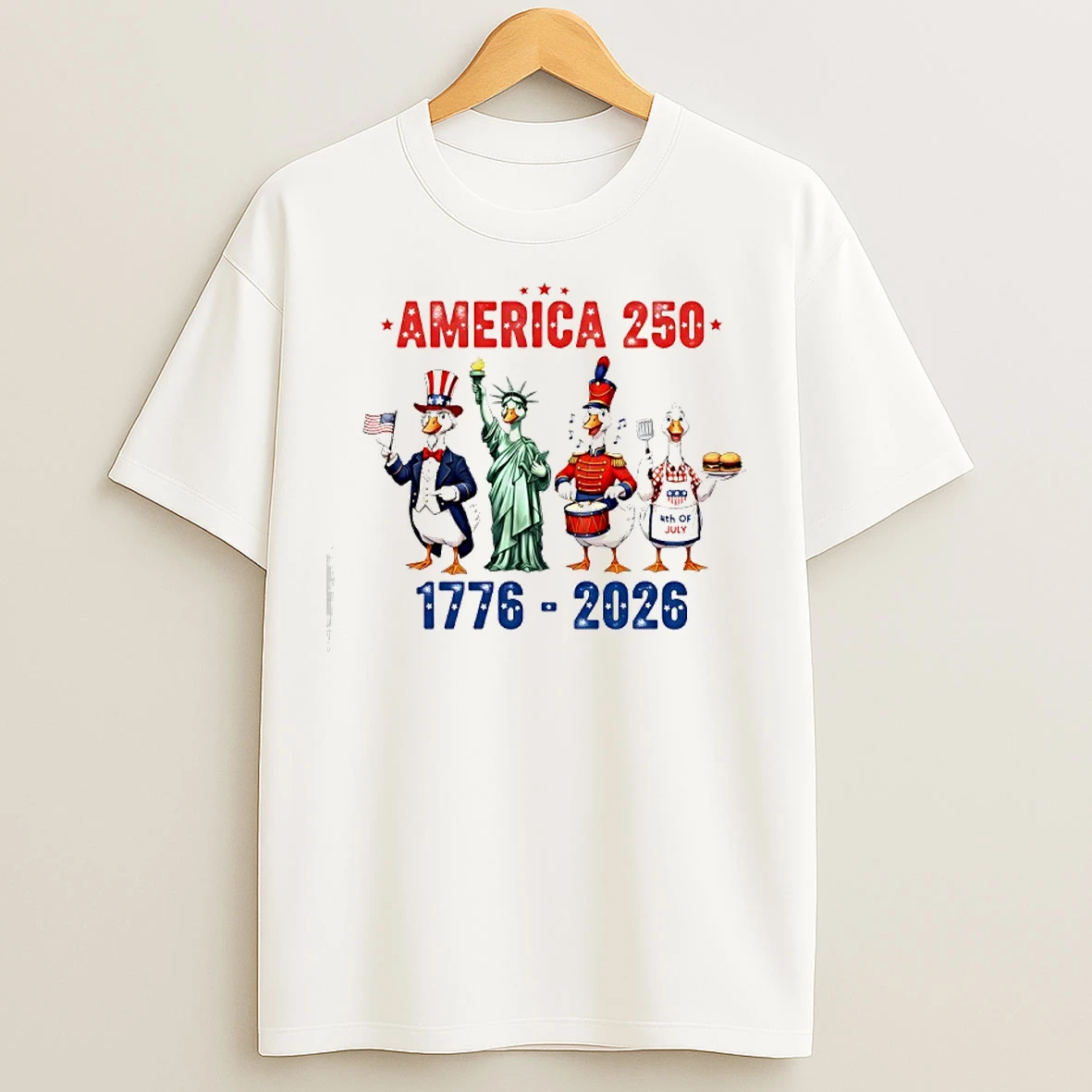 Classic New America 250 Funny Patriotic Duck 1776 2026 T Shirts