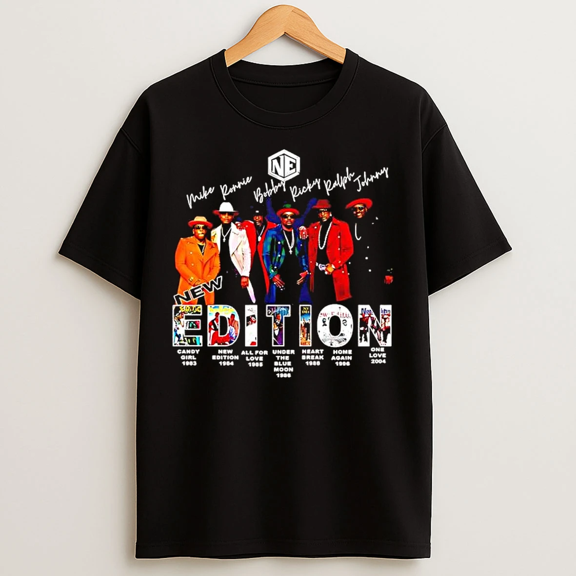Classic New Edition Rb Group List Members And Album Covers Graphic T Shirts