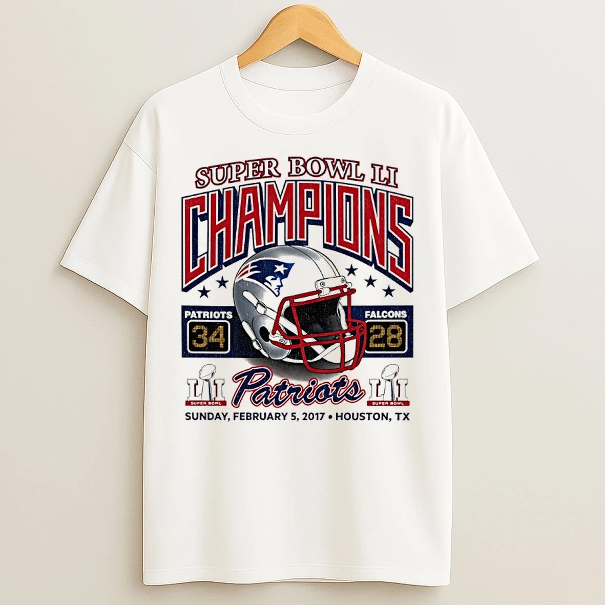 Classic New England Patriots 2017 Super Bowl Li Champions Helmet T Shirts