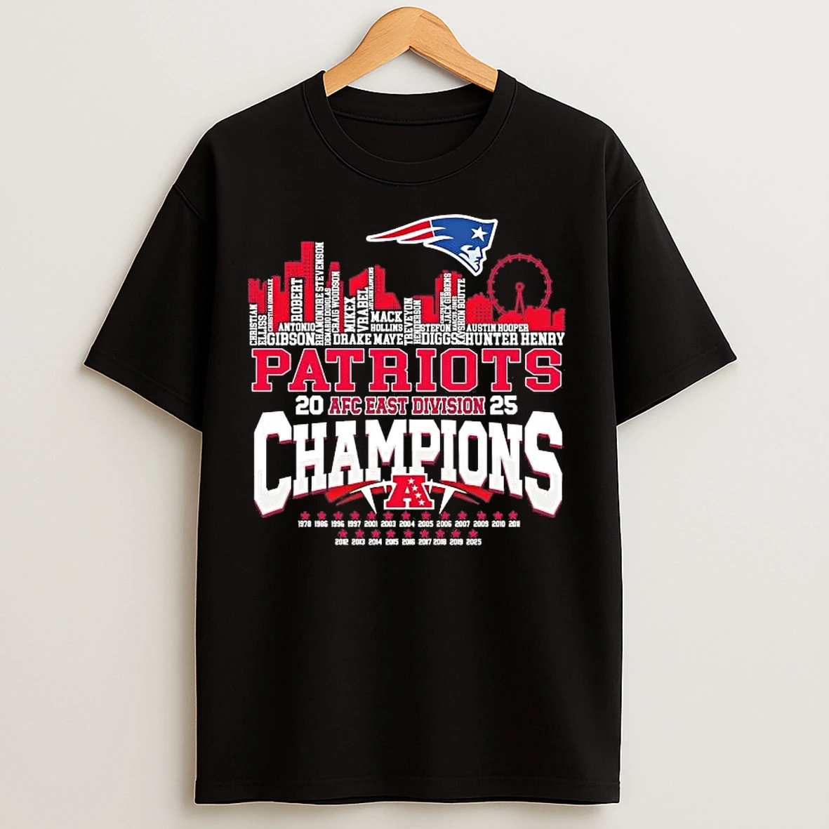 Classic New England Patriots 2025 Afc East Division Champions Players Names T Shirts