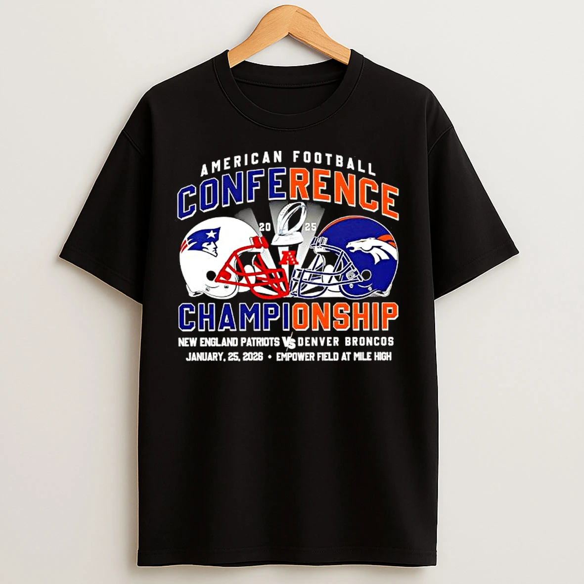 Classic New England Patriots Vs Denver Broncos American Football Conference Championship January 25th 2026 T Shirts