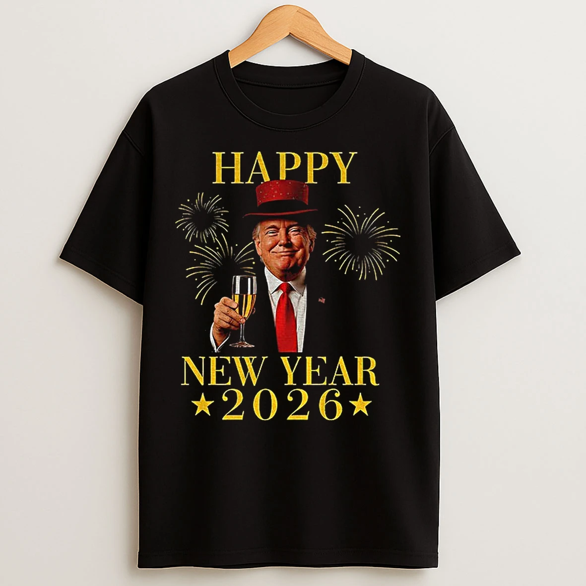 Classic New Year 2026 Presidential Retro Fireworks Trump Happy New Year T Shirts