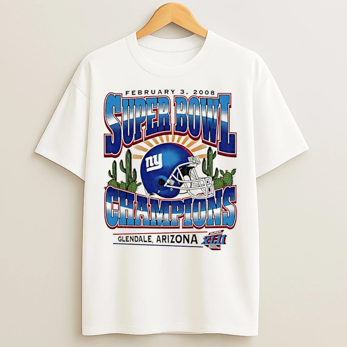 Classic New York Giants 2008 Super Bowl Xlii Champions Helmet T Shirts