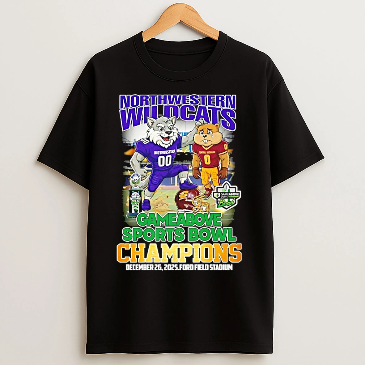 Classic Northwestern Wildcats 2026 Gameabove Sports Bowl Champions Mascot T Shirts