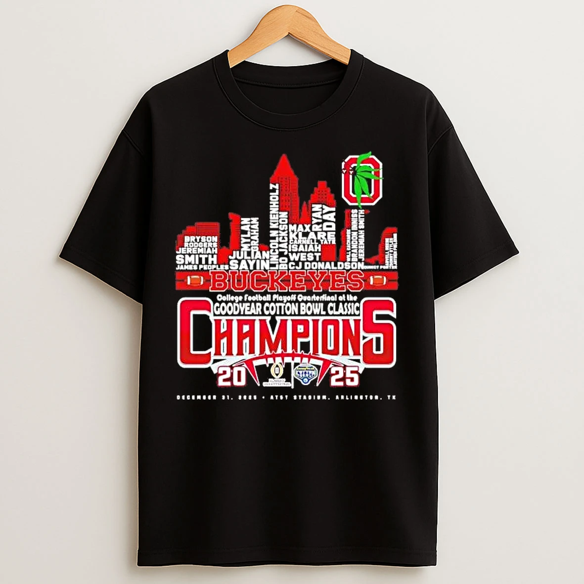 Classic Ohio State Buckeyes 2025 Cfp Cotton Bowl Champions Players Names T Shirts