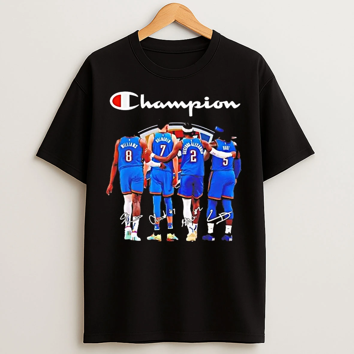 Classic Oklahoma City Thunder Champion Players Williams Holmgren Alexander Dort Signatures T Shirts