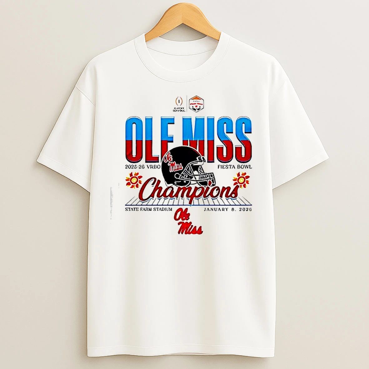 Classic Ole Miss Rebels 2025 26 Vrbo Fiesta Bowl Champions January 8th Graphic T Shirts