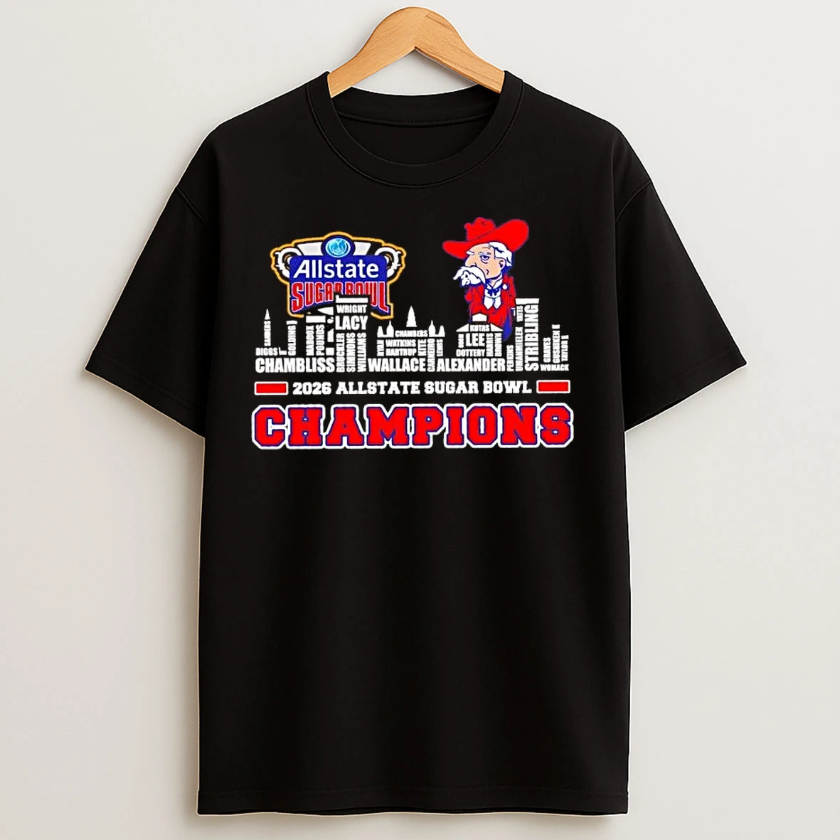 Classic Ole Miss Rebels 2026 Allstate Sugar Bowl Champions Players Names Skyline T Shirts