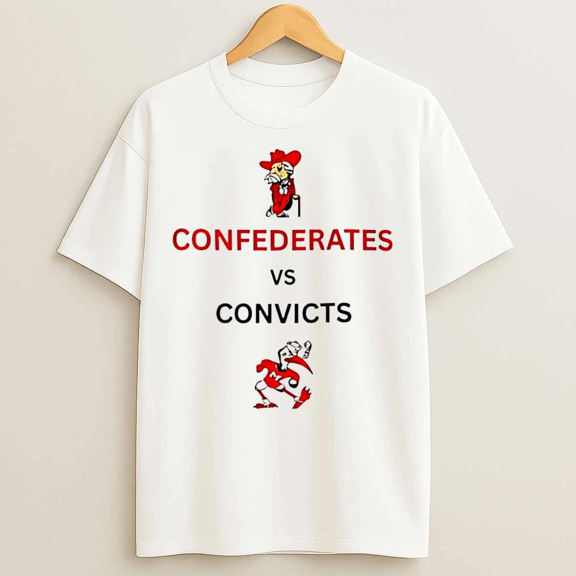 Classic Ole Miss Rebels Confederates Vs Miami Hurricanes Convicts Mascot T Shirts