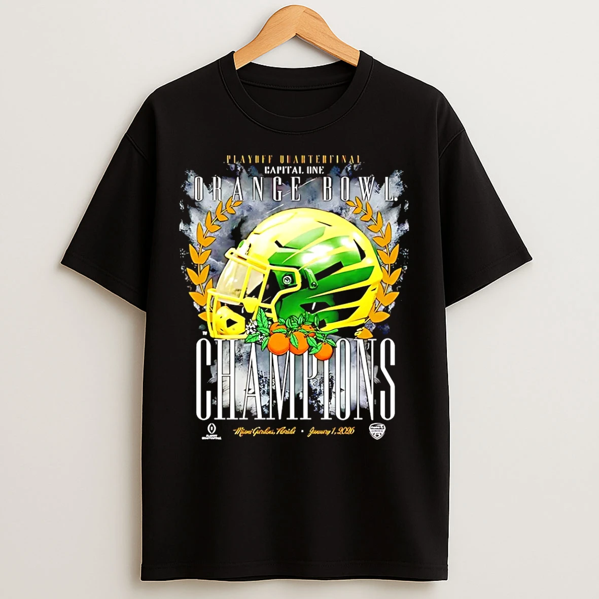Classic Oregon Ducks 2026 Orange Bowl Champions Vintage Helmet T Shirts