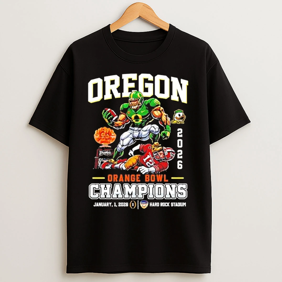 Classic Oregon Ducks 2026 Orange Bowl Champions Mascot T Shirts