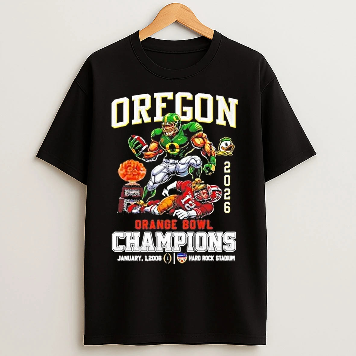Classic Oregon Ducks 2026 Orange Bowl Champions Mascot Defeat T Shirts