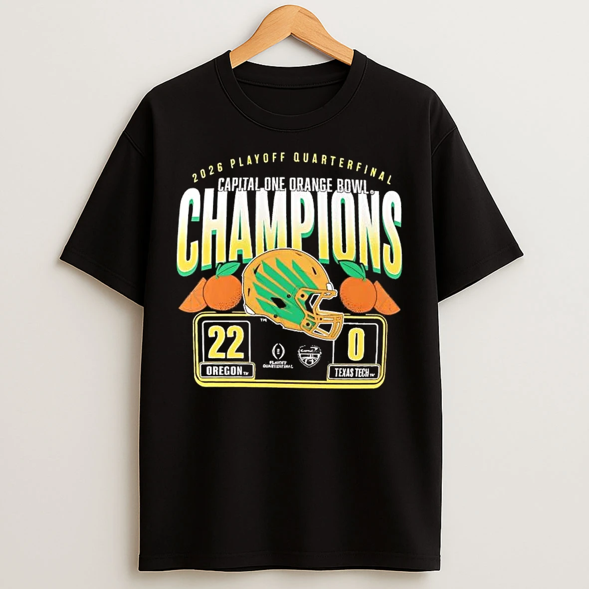 Classic Oregon Ducks Cfp 2026 Orange Bowl Champions Score T Shirts