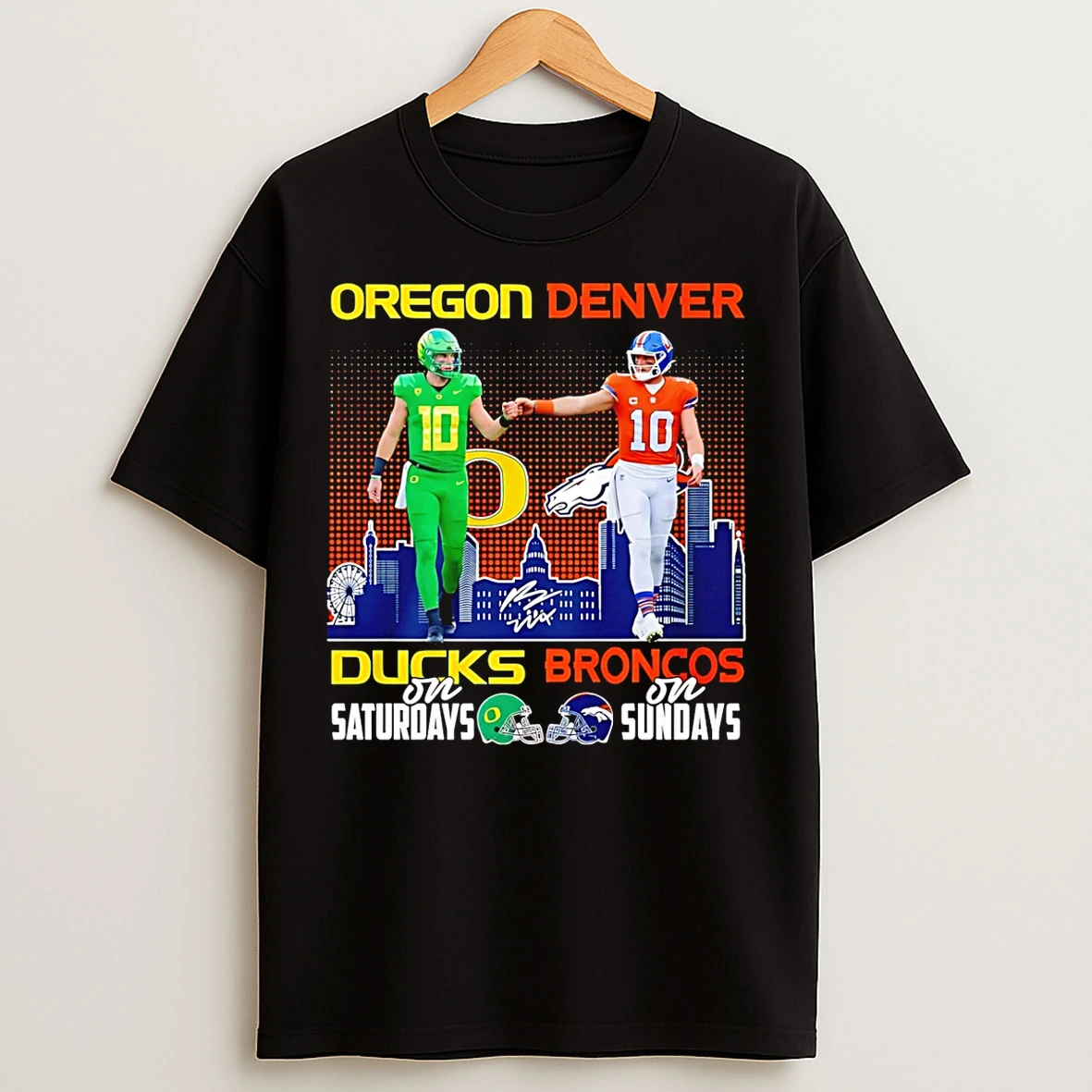 Classic Oregon Ducks On Saturdays And Denver Broncos On Sundays T Shirts