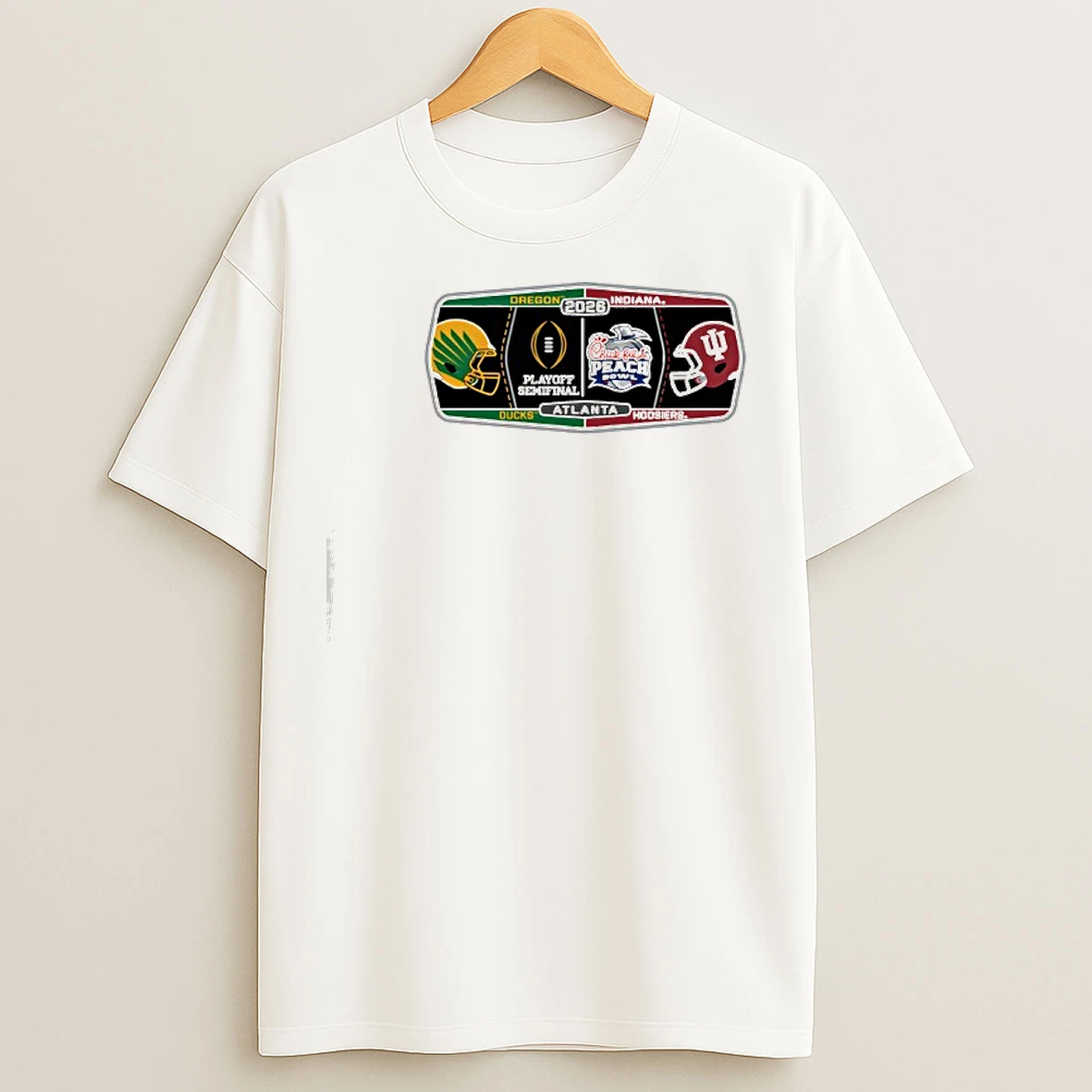 Classic Oregon Ducks Vs Indiana Hoosiers Cfp Peach Bowl 2026 T Shirts