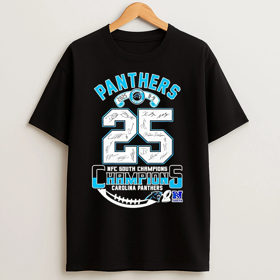 Classic Panthers Nfc South Champs 2025 Signatures T Shirts