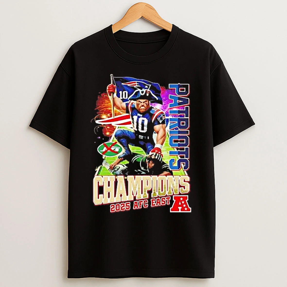 Classic Patriots 2025 Afc East Champions Mascot Flag T Shirts