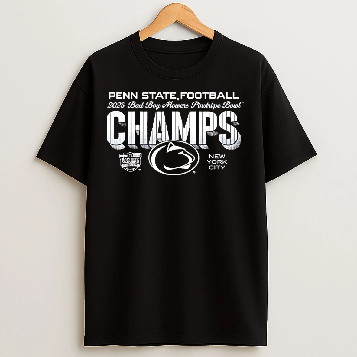 Classic Penn State 2025 Pinstripe Bowl Champs Bad Boy Mowers T Shirts