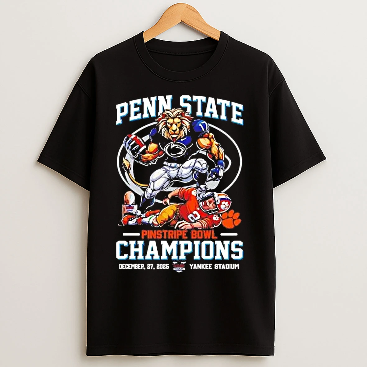 Classic Penn State Nittany Lions 2025 Pinstripe Bowl Champions Mascot Score T Shirts