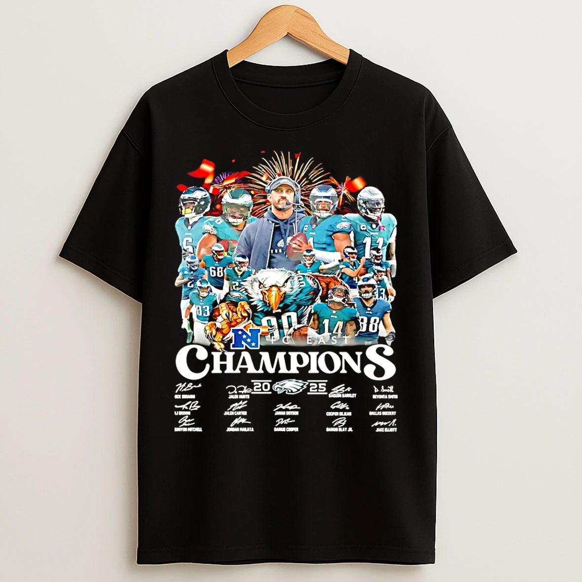 Classic Philadelphia Eagles 2025 Nfl Afc East Champions Signatures T Shirts