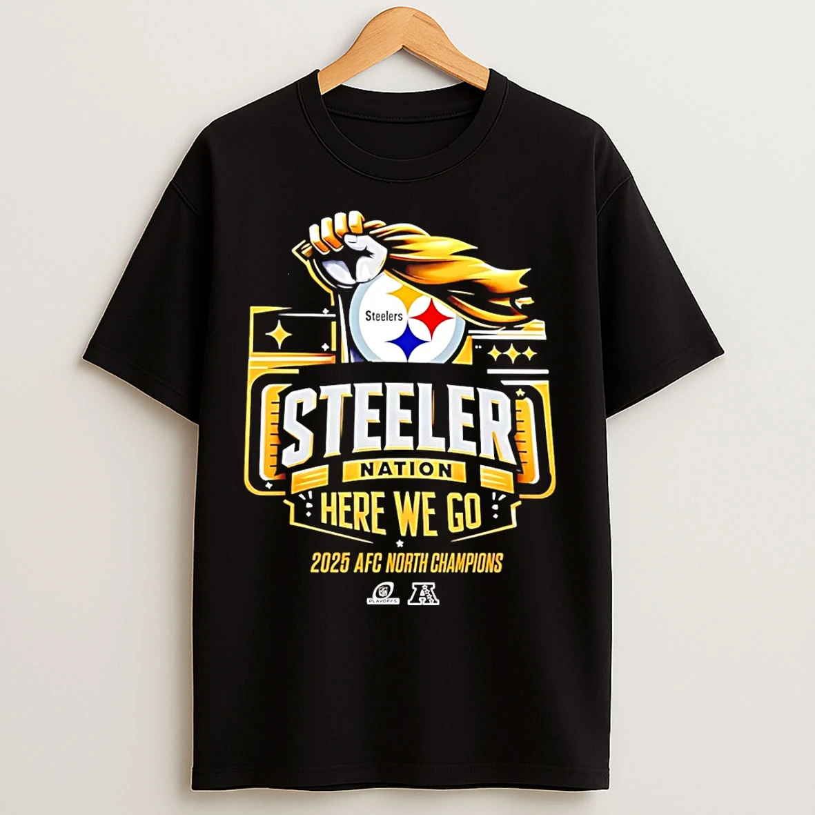 Classic Pittsburgh Steelers 2025 Afc North Champions Here We Go T Shirts