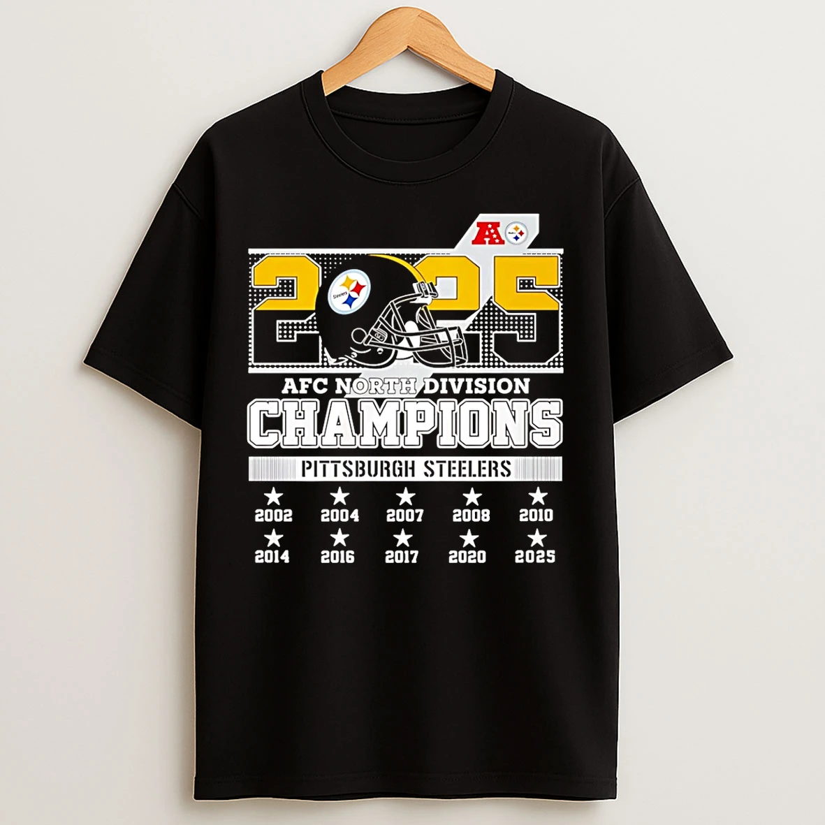 Classic Pittsburgh Steelers Afc North Champions 2025 10 Time Helmet T Shirts