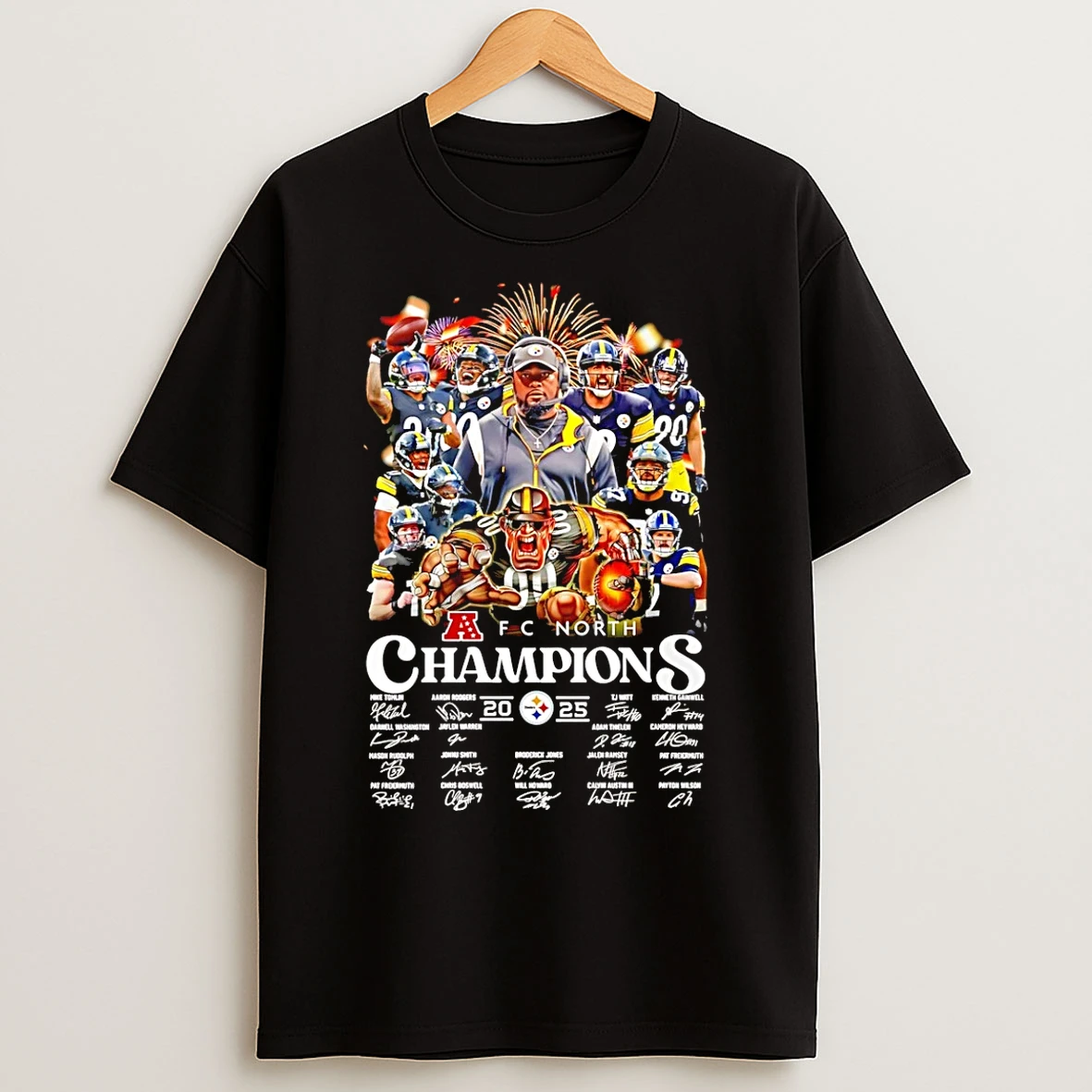 Classic Pittsburgh Steelers Afc North Champions 25 All Team Signatures T Shirts