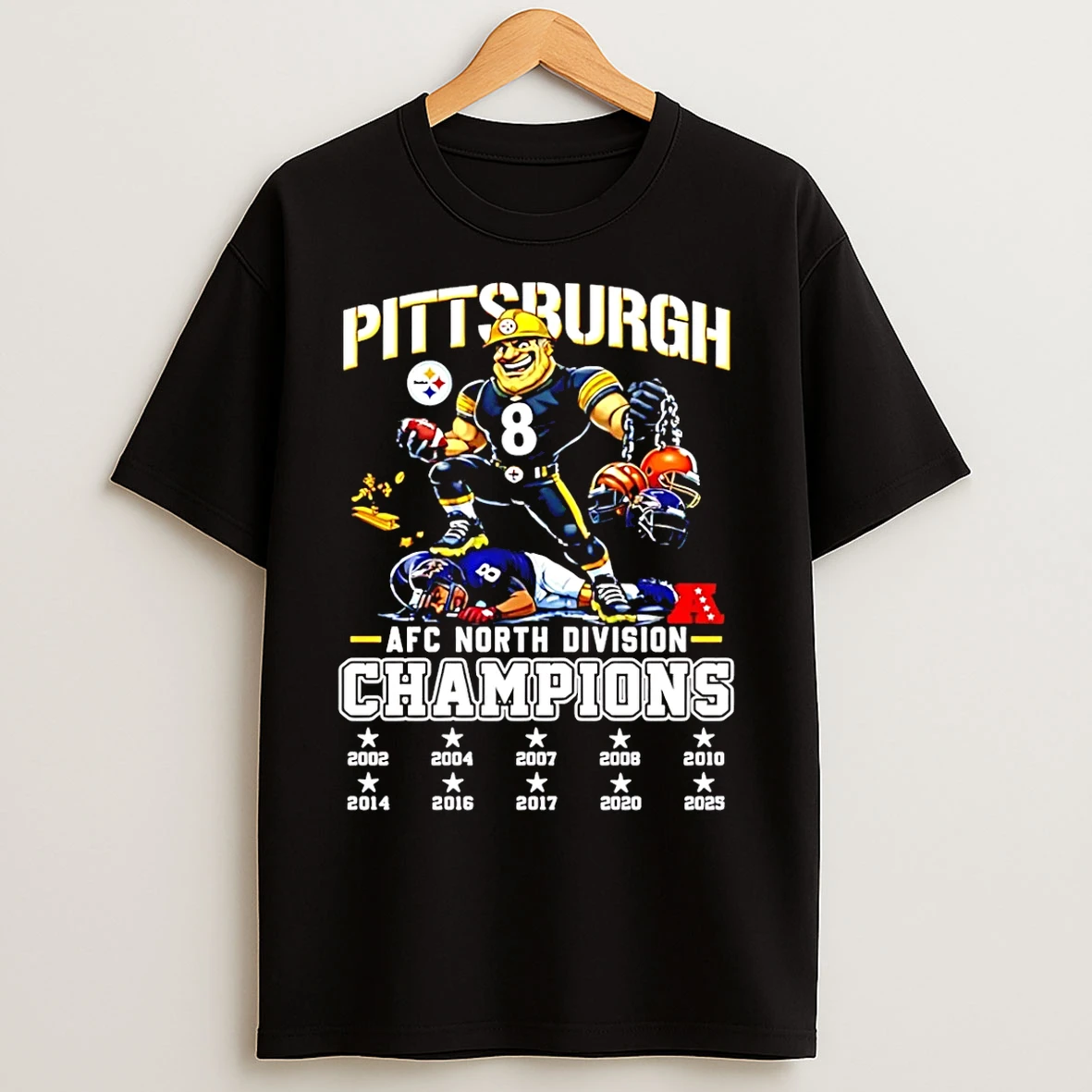 Classic Pittsburgh Steelers Afc North Division Champions 2025 Mascot T Shirts