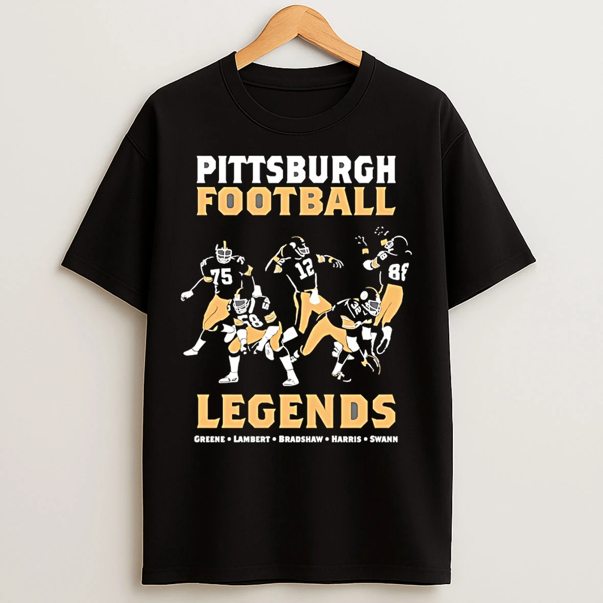 Classic Pittsburgh Steelers Football Legends Greene Lambert Bradshaw Harris Swann T Shirts