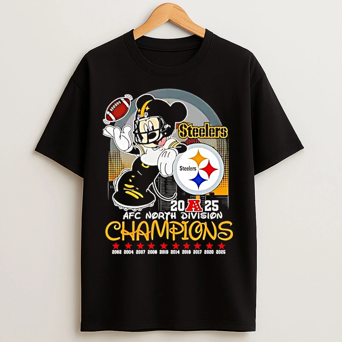 Classic Pittsburgh Steelers Mickey Afc North Division 2025 Champions T Shirts