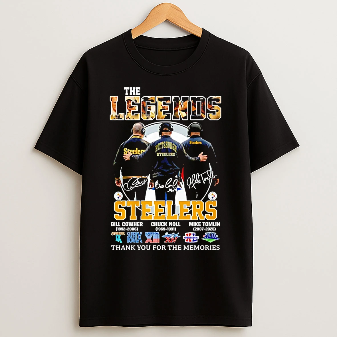 Classic Pittsburgh Steelers The Legends Bill Cowher Chuck Noll Mike Tomlin Thank You T Shirts