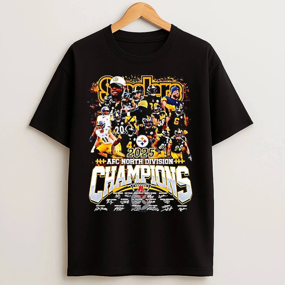 Classic Pittsburgh Steelers As The 2025 Afc North Division Champions Players And Coach T Shirts