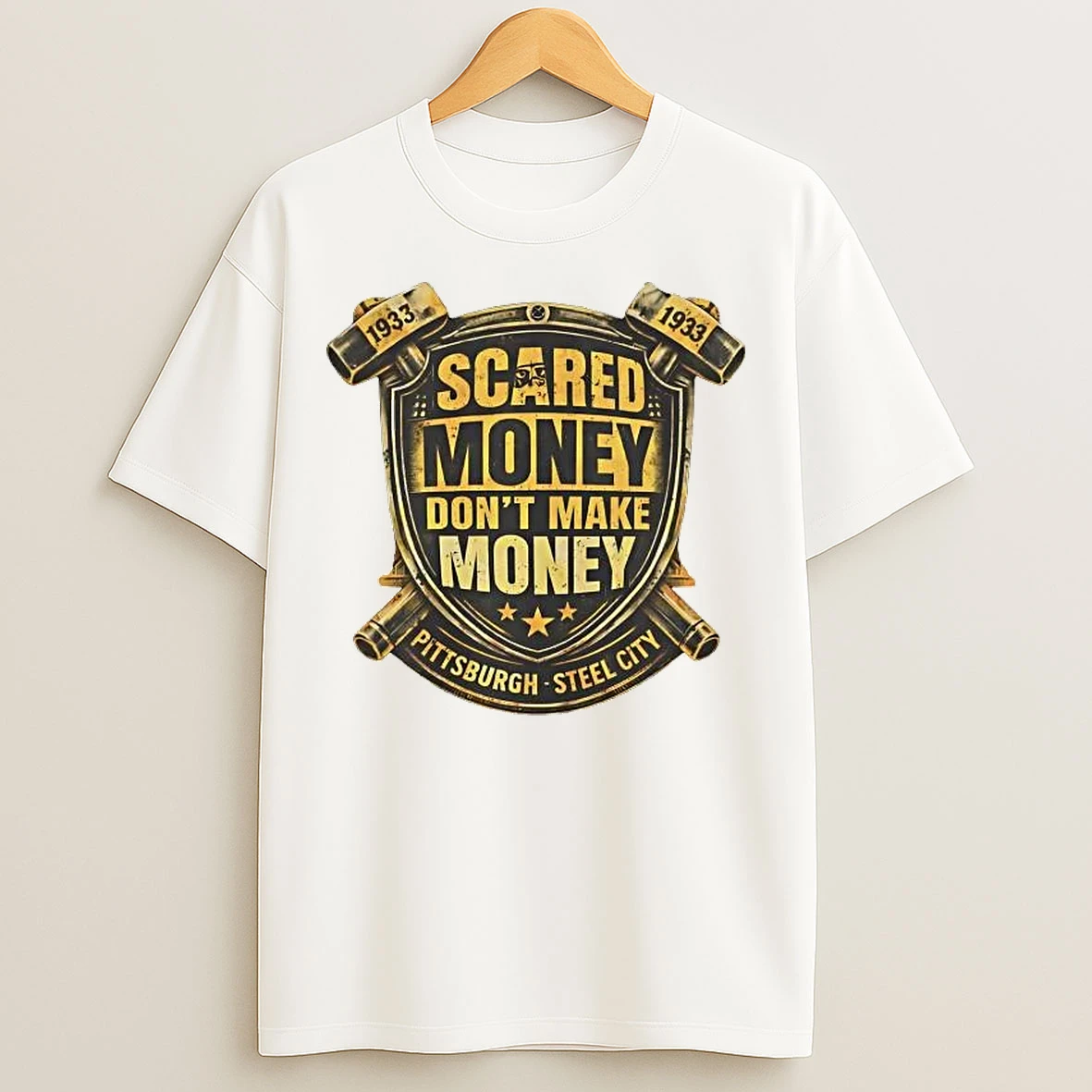Classic Pittsburgh Football Scared Money Dont Make Money T Shirts