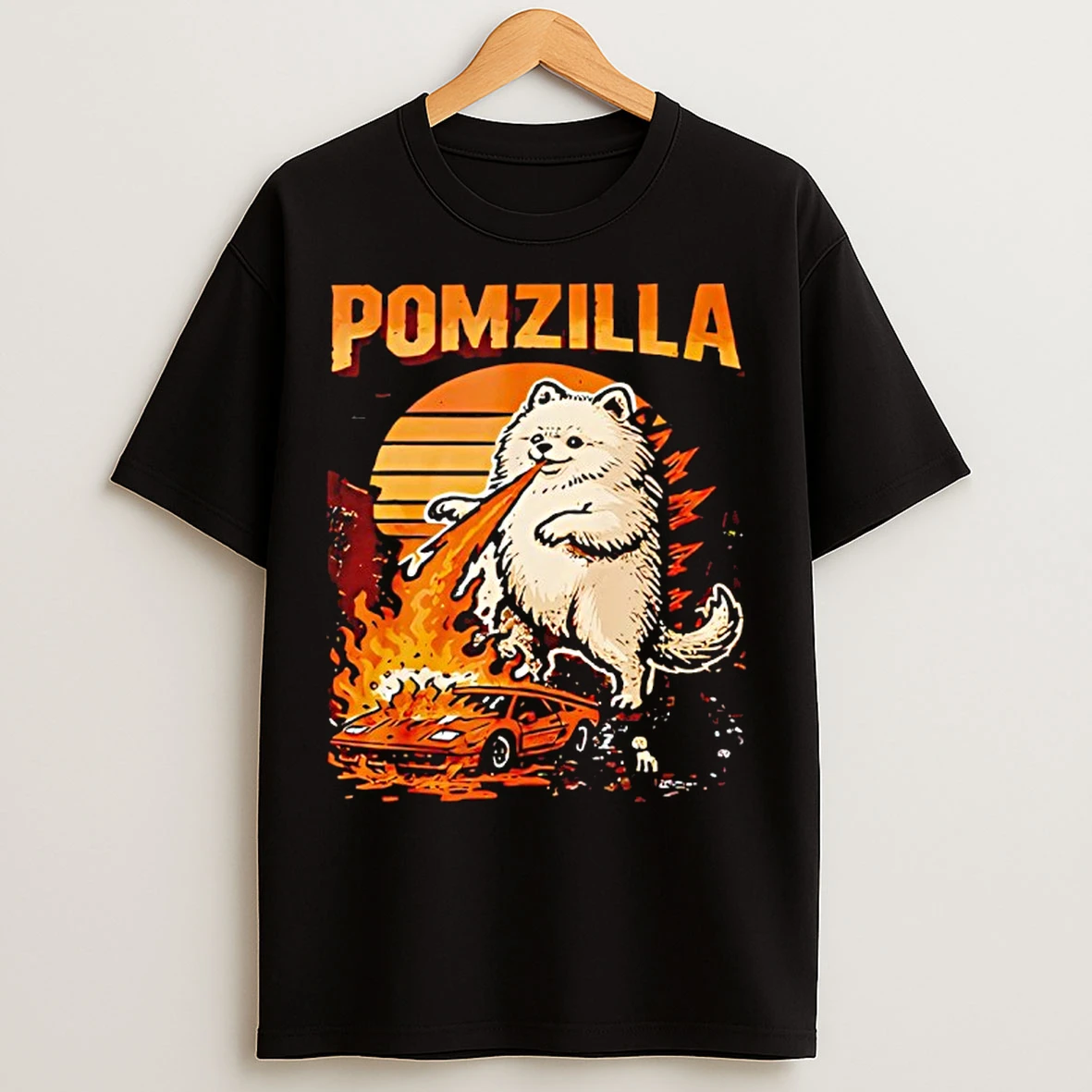 Classic Pomzilla Pomeranian Dog Monster Pom Dog Lover Vintage T Shirts