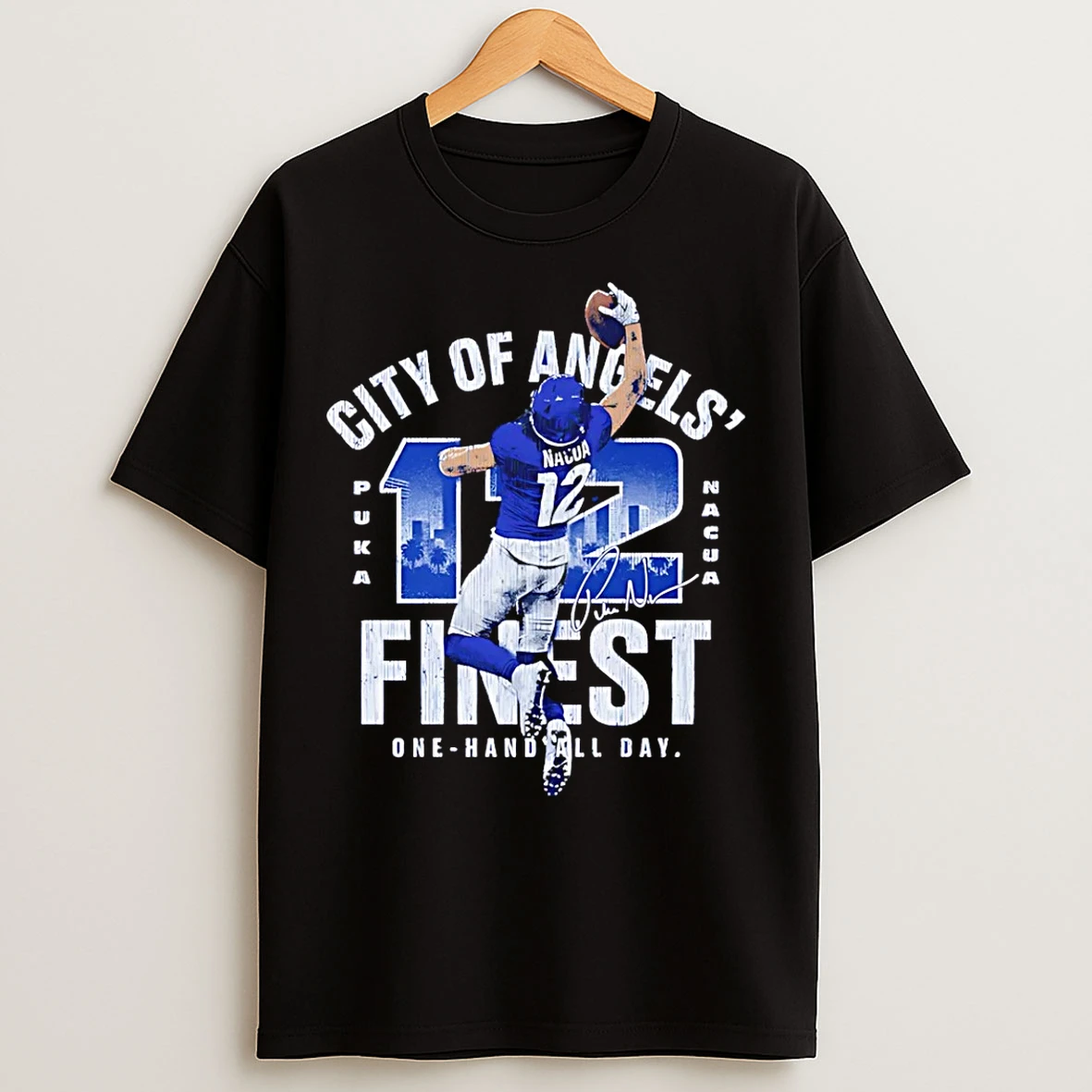 Classic Puka Nacua Los Angeles Rams One Handed Grab Signature T Shirts