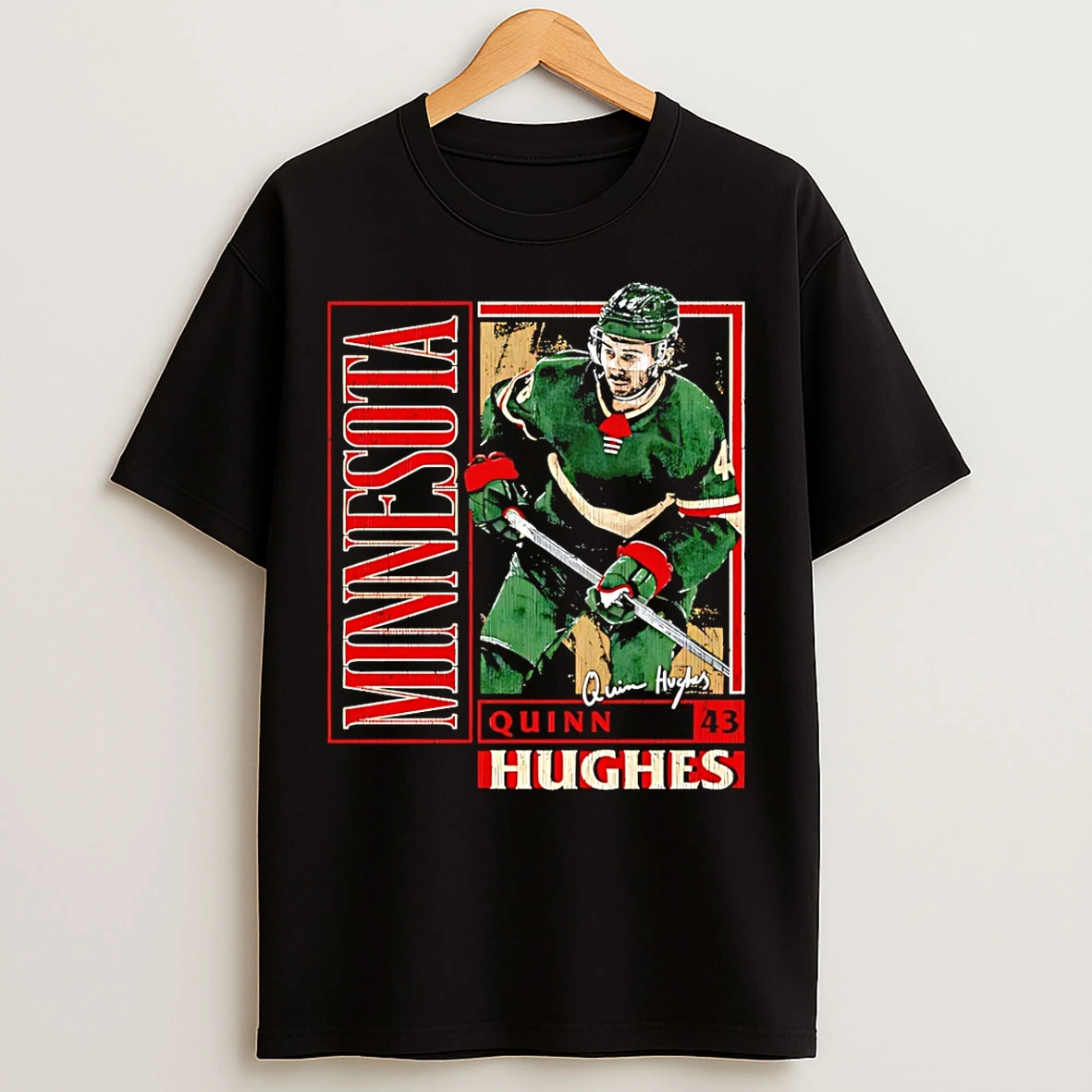 Classic Quinn Hughes Minnesota Vintage Card Signature T Shirts