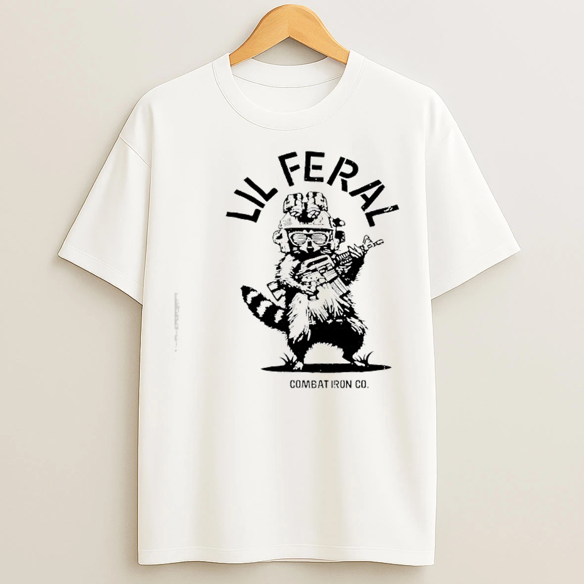 Classic Raccoon Lil Feral Combat Iron T Shirts